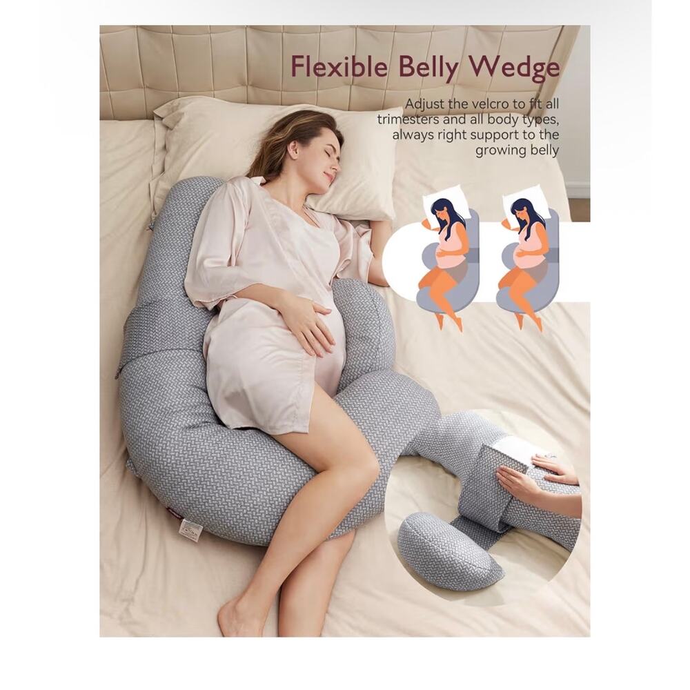 Momcozy Pregnancy Pillow, Original F Shaped Maternity Pillow for Pregnant Women - Picture 4 of 8